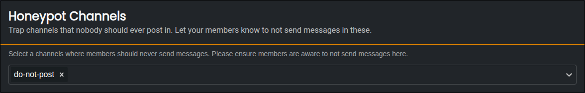 Honeypot channel selector with a channel called do-not-post selected