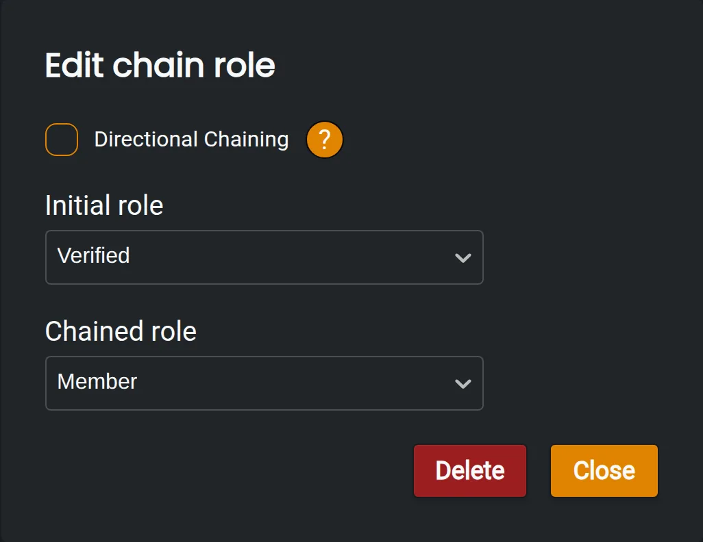 Editing a chain role that gives the Member role to anyone who gets the Verified role
